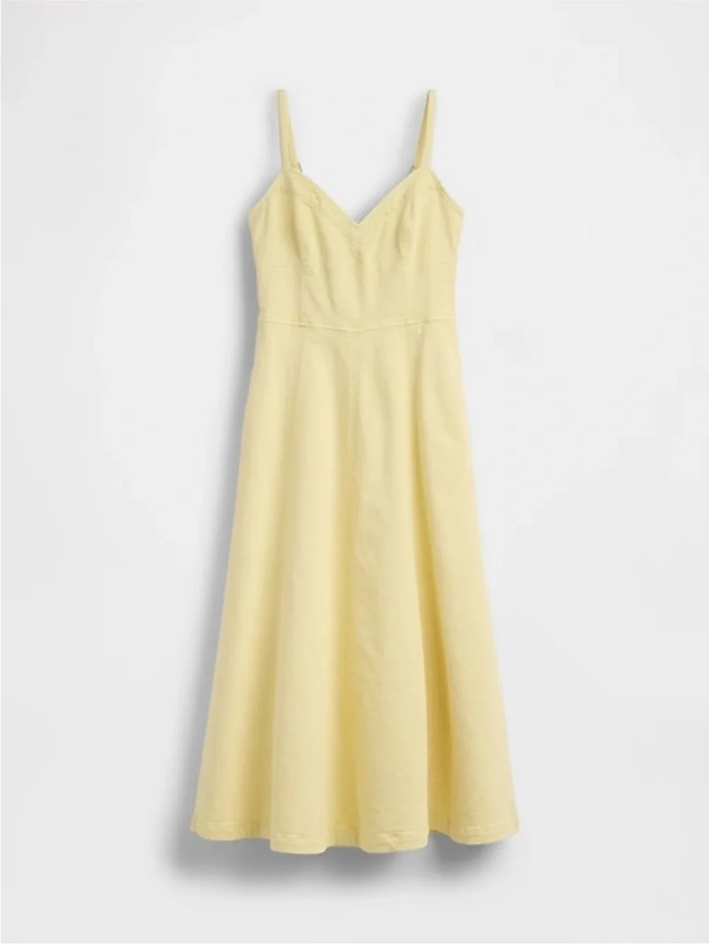 NWT! GAP Pale Banana Yellow Denim Seamed Corset Maxi Dress - Medium - Picture 3 of 5